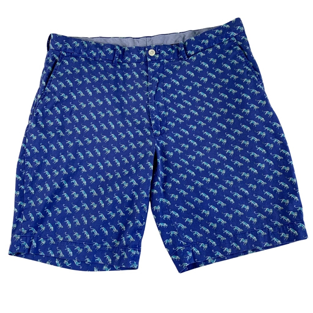 Polo Golf Ralph Lauren Leopard Chino Shorts Men's 36 Flat Front Preppy Classic